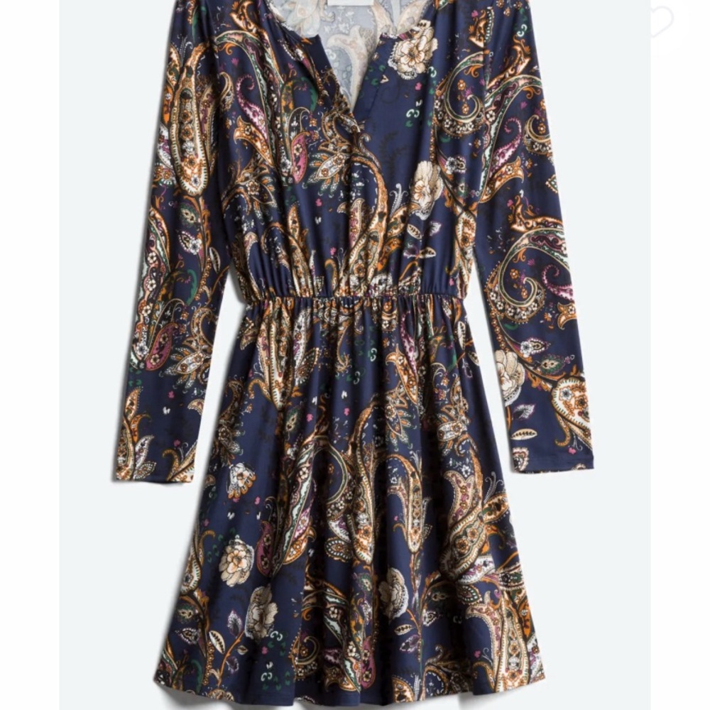 Paisley Print Navy Dress